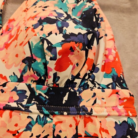 Lands End Tankini Womans 6 Top Swim Suit Racer Back Floral Colorful feminine - Picture 4 of 11